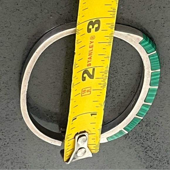 Vintage Malachite 925 Mexico Silver Bracelet - Picture 3 of 16